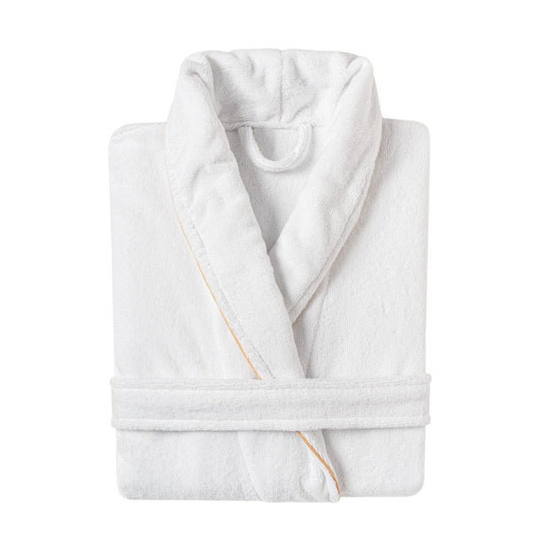 Halat de baie Unisex, din Bumbac, in cutie cadou, 550 GSM, Marimea L, Continental Alb / Auriu (1)