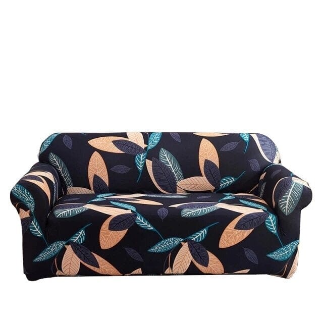 BFSummer Husa elastica canapea + 1 fata perna, Leaf A031 Multicolor-Canapea 3 locuri