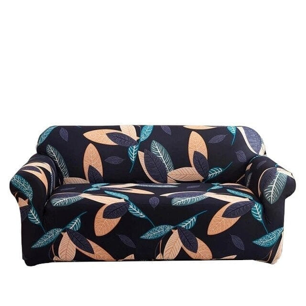 BFSummer Husa elastica canapea + 1 fata perna, Leaf A031 Multicolor-Canapea 3 locuri