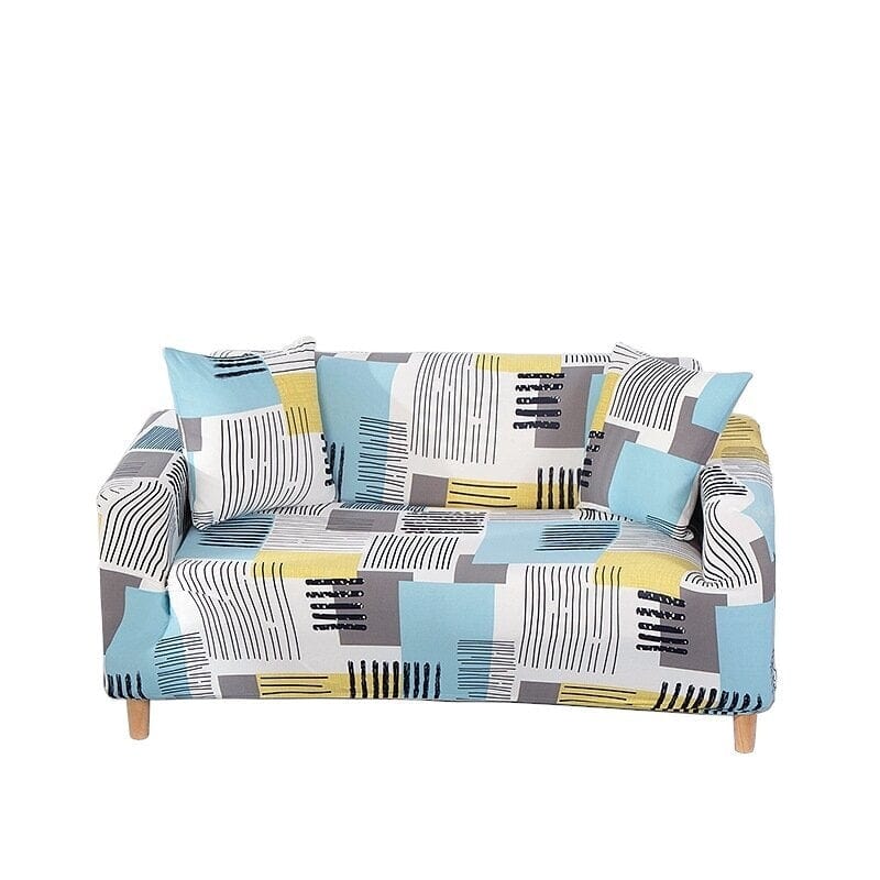 BFSummer Husa elastica canapea + 1 fata perna, Magic A106 Multicolor-Canapea 2 locuri