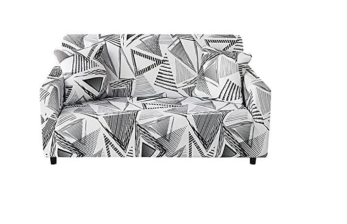 BFSummer Husa elastica canapea + 1 fata perna, Sketch B206 Alb / Negru-Canapea 3 locuri