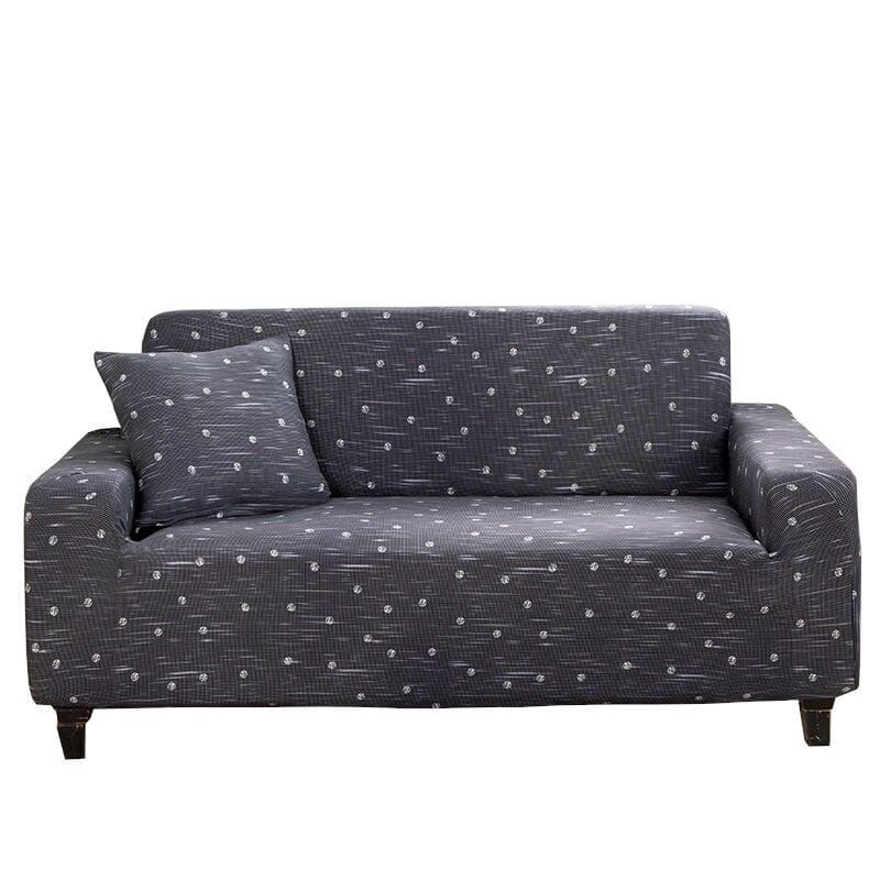 BFSummer Husa elastica canapea + 1 fata perna, Spotted A120 Gri inchis / Alb-Canapea 3 locuri