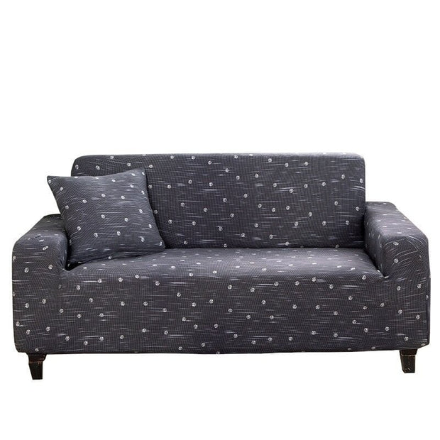 BFSummer Husa elastica canapea + 1 fata perna, Spotted A120 Gri inchis / Alb-Canapea 3 locuri