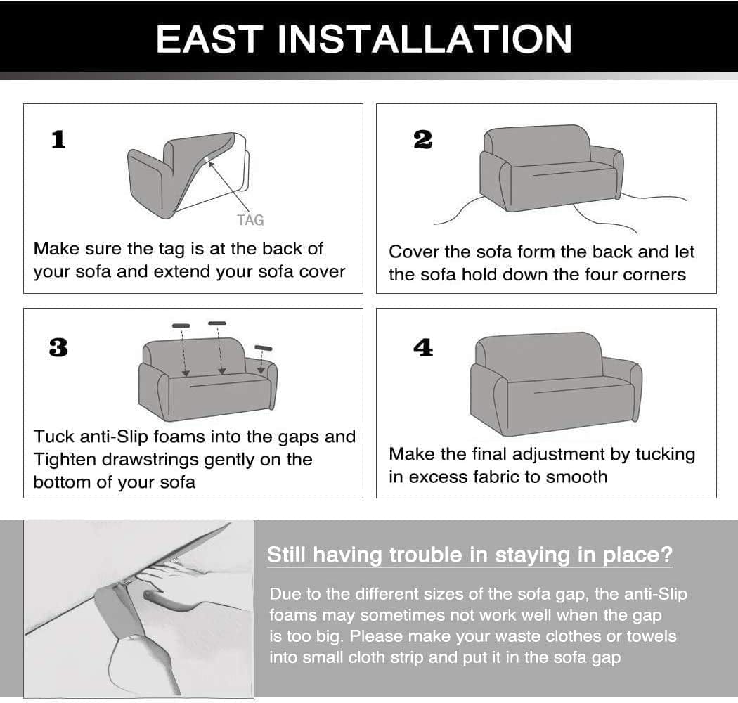 BFSummer Husa elastica canapea + 1 fata perna, Spotted A120 Gri inchis / Alb-Canapea 3 locuri