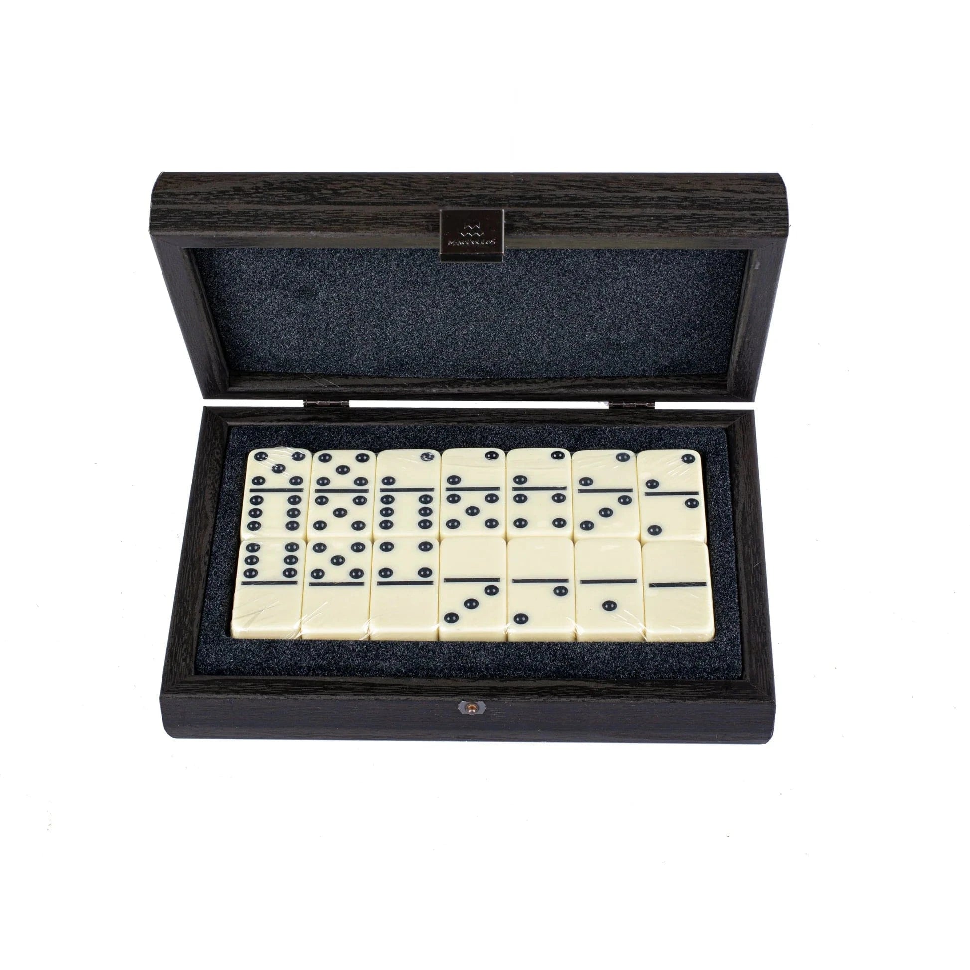 Manopoulos Joc de Societate Domino in Cutie din Lemn, Dominoes in Black, 24 x 17 cm