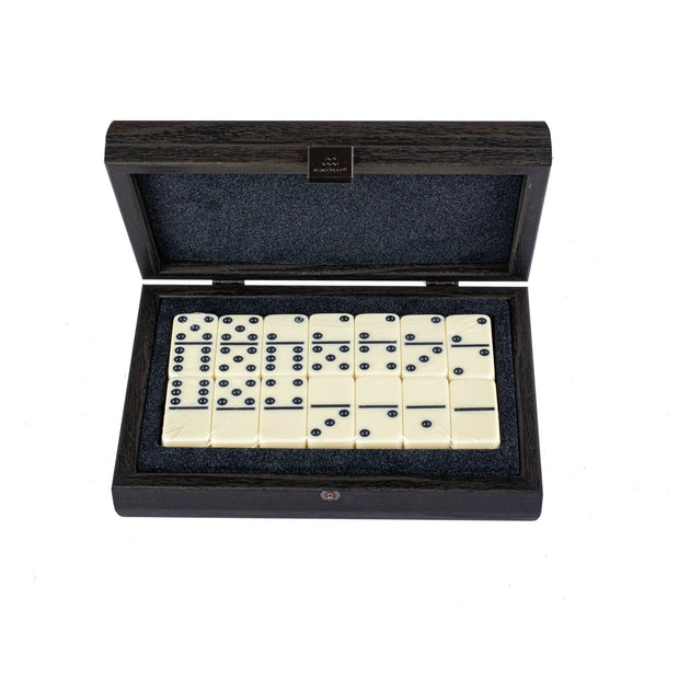 Manopoulos Joc de Societate Domino in Cutie din Lemn, Dominoes in Black, 24 x 17 cm