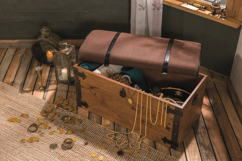 Lada de depozitare din pal si metal, tapitata cu stofa, pentru copii, Pirate Maro, l92xA50xH46 cm (4)