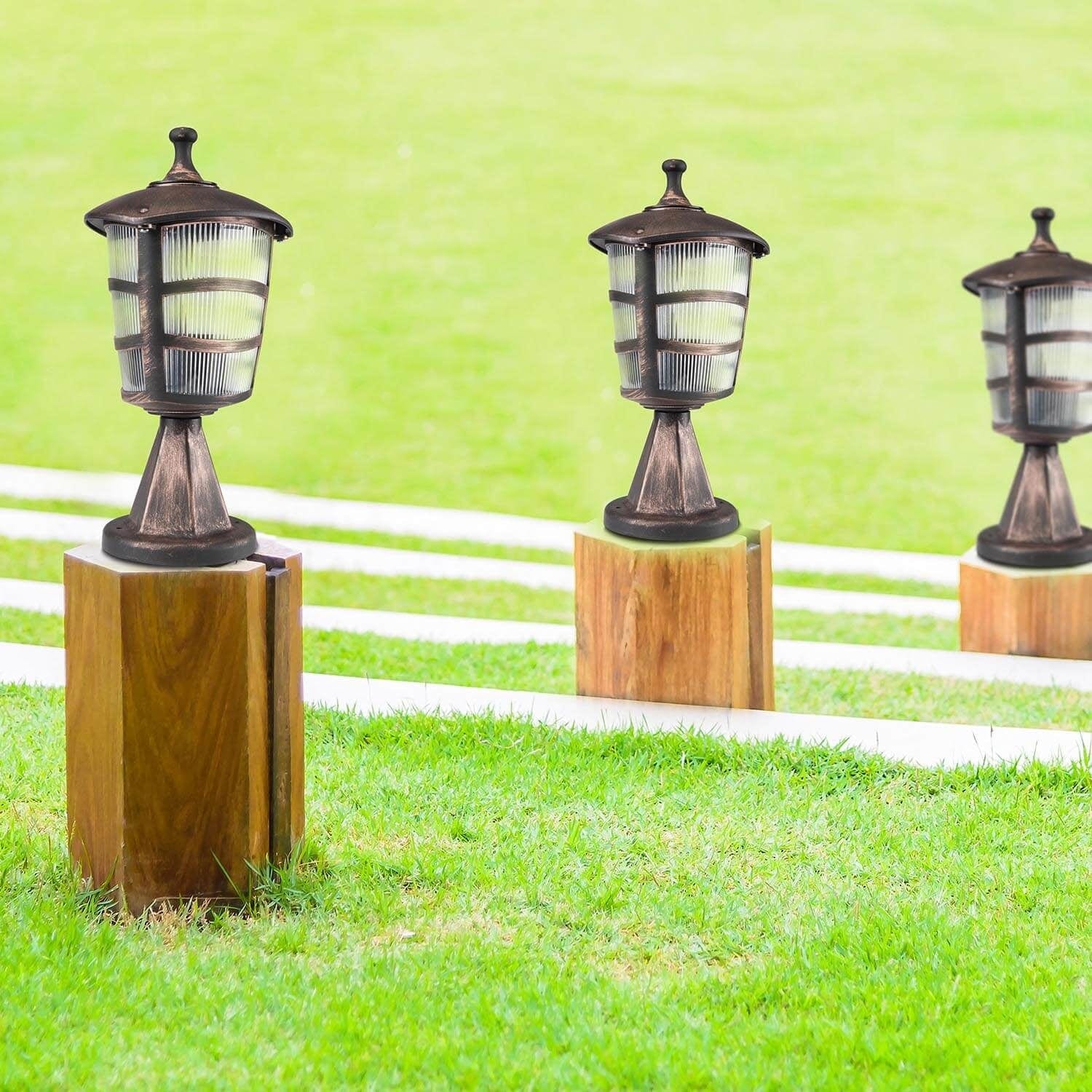 Lampadar exterior Ucgen Setustu Cupru Antichizat (1)