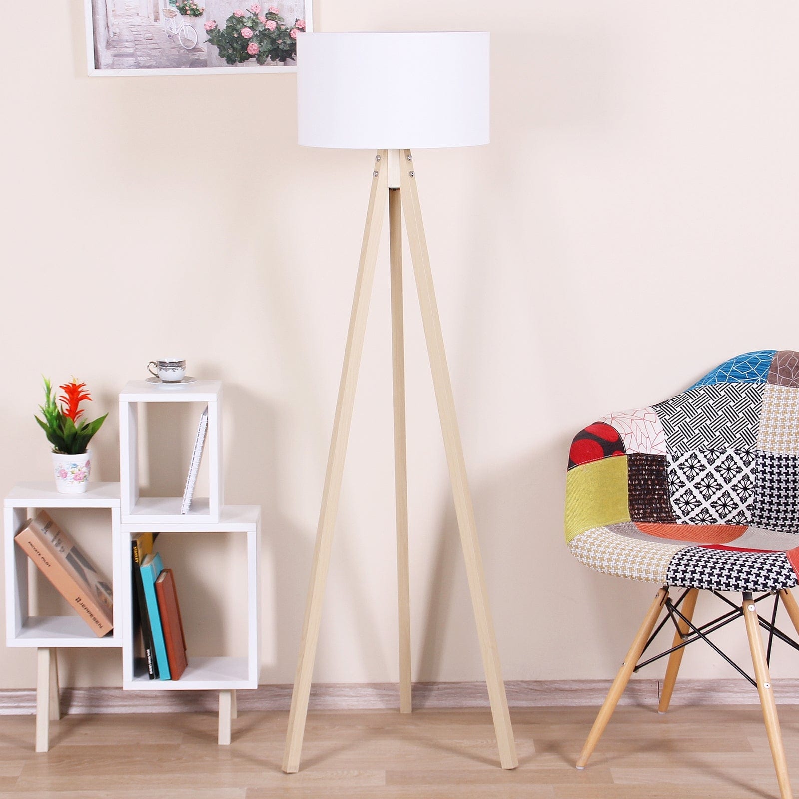 Lampadar Floor Alb / Natural