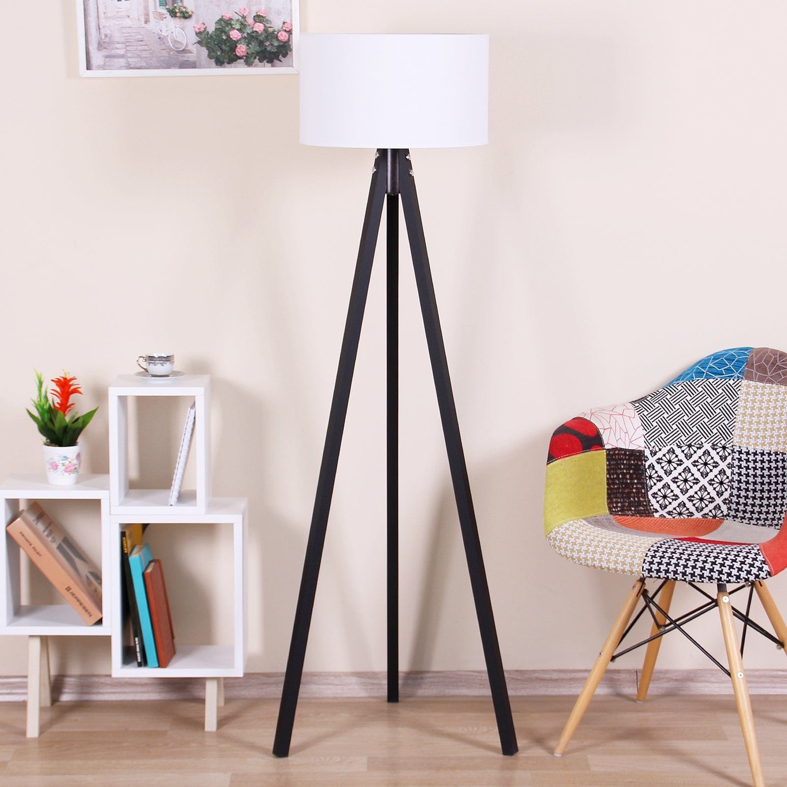 Lampadar Floor Alb / Negru