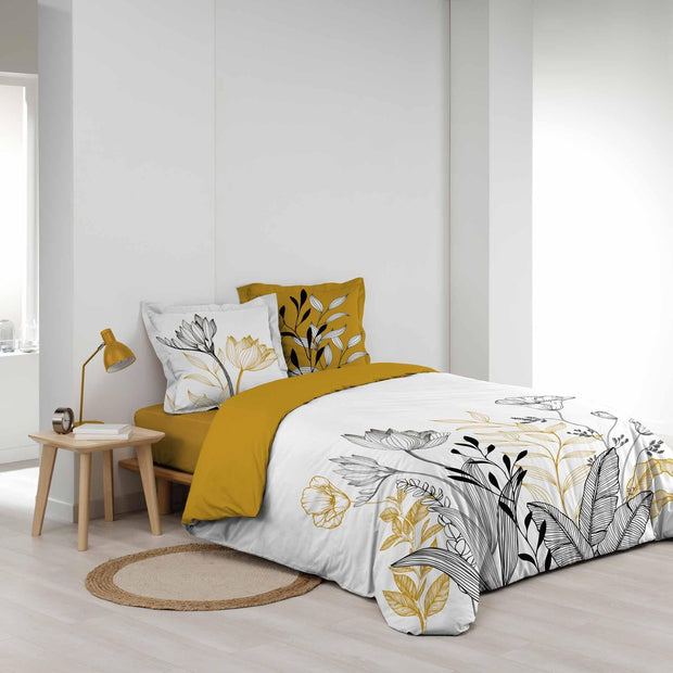 Lenjerie de pat din bumbac, Amelina Galben, 240 x 220 cm (2)