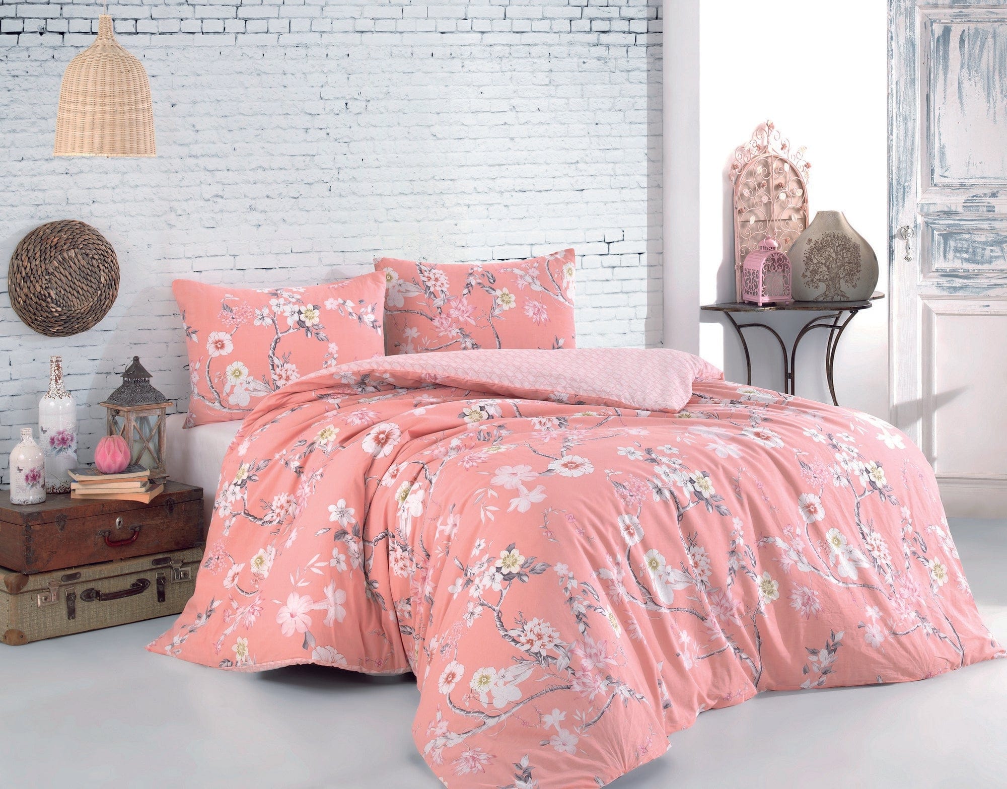 Asir Lenjerie de pat din bumbac, Ardenya Roz / Multicolor, 200 x 220 cm