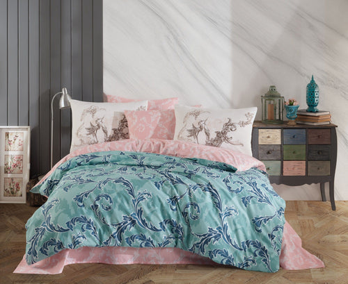 Lenjerie de pat din bumbac, Avangarde Verde / Multicolor, 200 x 220 cm