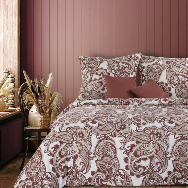 Lenjerie de pat din bumbac, Avinion 4 Bordeaux / Alb (1)