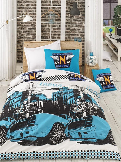 Asir Lenjerie de pat din bumbac, Bolide Albastru / Multicolor, 160 x 220 cm