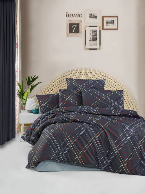 Asir Lenjerie de pat din bumbac, Briana Bleumarin / Multicolor, 200 x 220 cm