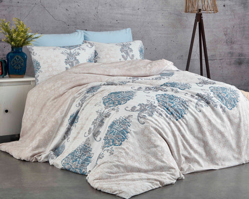 Asir Lenjerie de pat din bumbac, Daisy Albastru / Multicolor, 200 x 220 cm