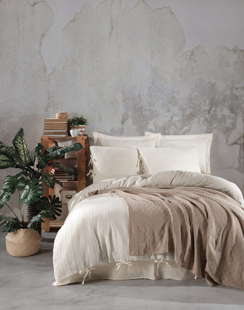 Lenjerie de pat din bumbac, Dante Bej / Multicolor, 200 x 220 cm