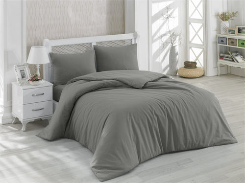 Asir Lenjerie de pat din bumbac, Dark Gri Inchis, 200 x 220 cm