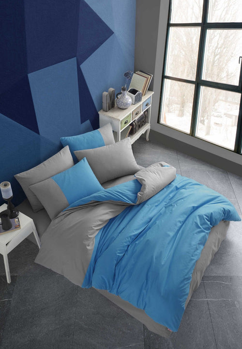 Lenjerie de pat din bumbac, Diamond Albastru / Antracit, 200 x 220 cm