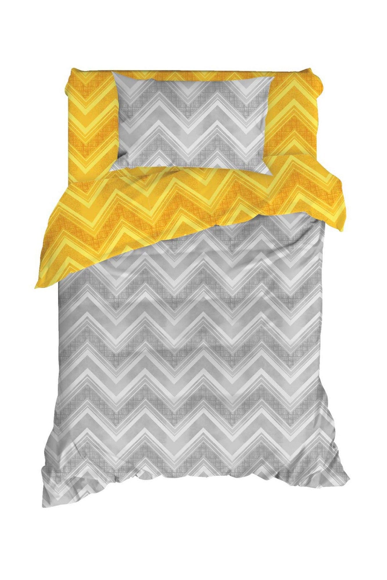 Asir Lenjerie de pat din bumbac, Gray Gri / Galben, 160 x 220 cm