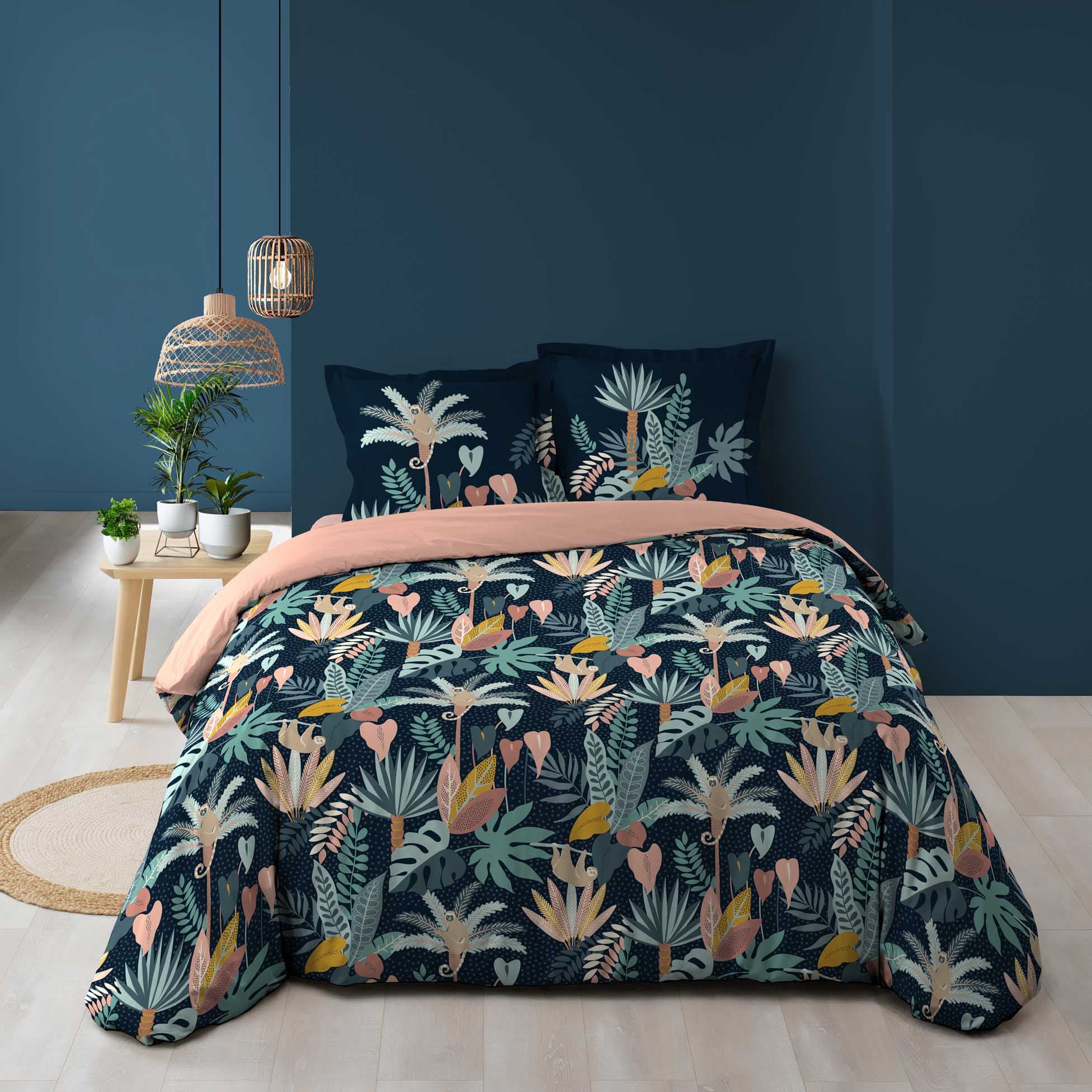 U10 Lenjerie de pat din bumbac, Guinea Albastru, 240 x 220 cm