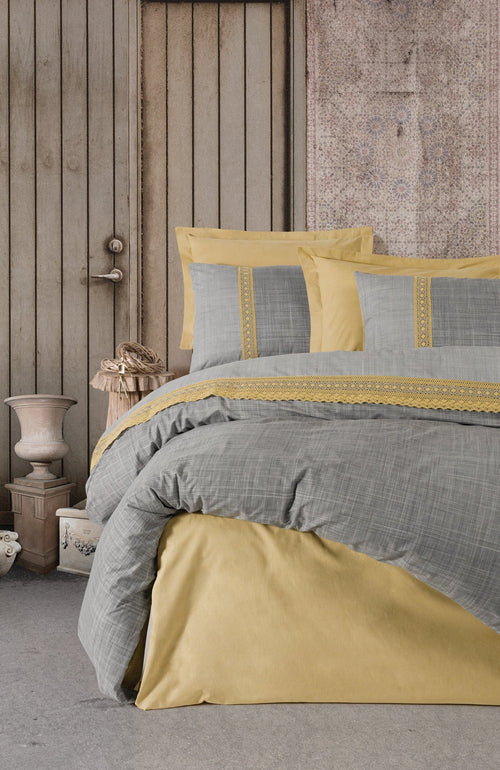 Asir Lenjerie de pat din bumbac, Hazel Mustariu / Multicolor, 200 x 220 cm