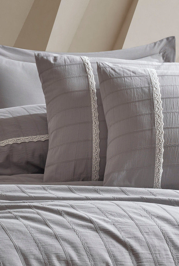 Asir Lenjerie de pat din bumbac, Jasmin Gri, 200 x 220 cm