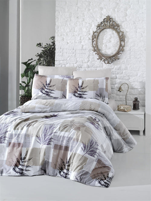 Asir Lenjerie de pat din bumbac, Leaf Maro / Multicolor, 200 x 220 cm