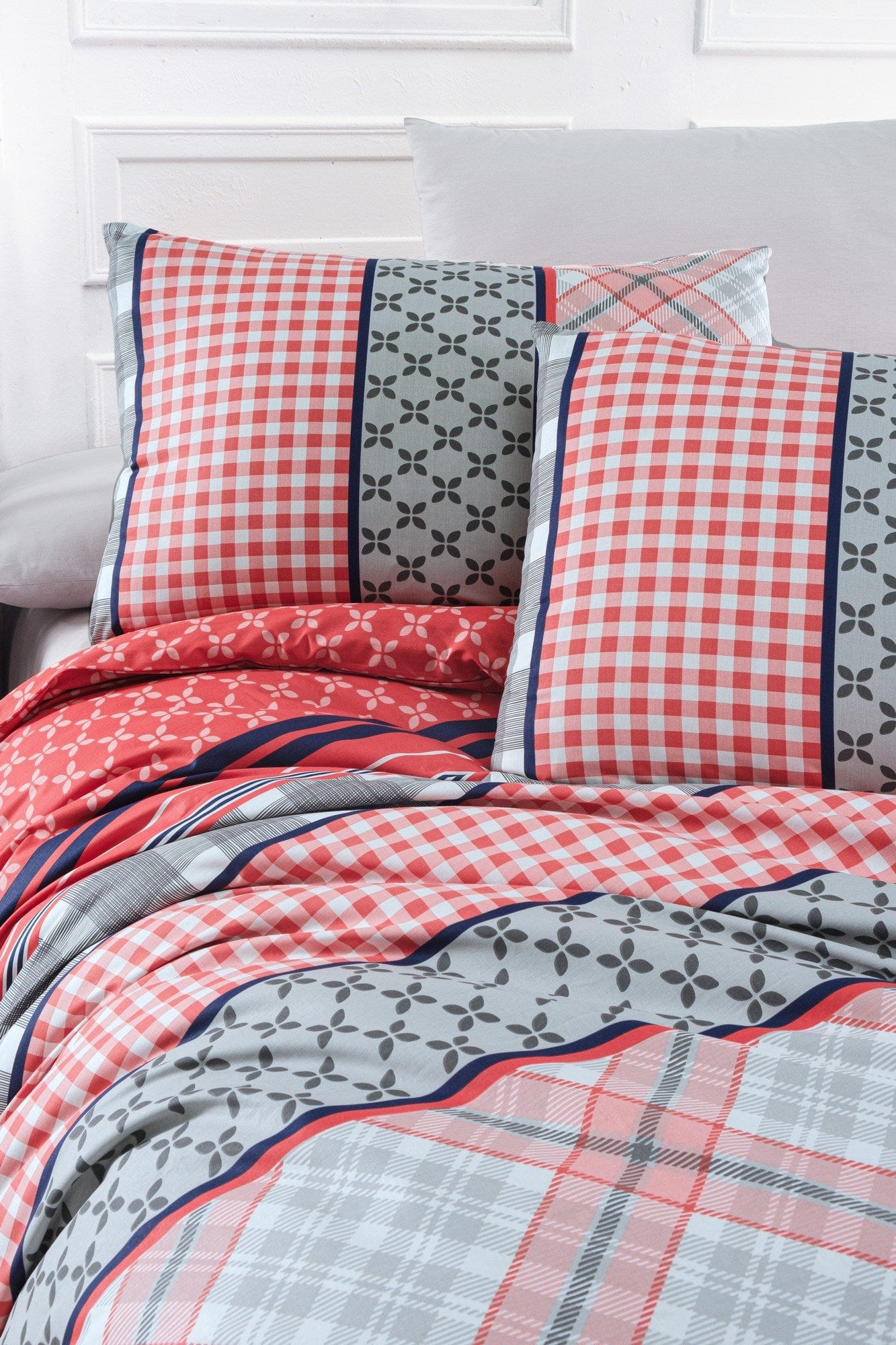 Asir Lenjerie de pat din bumbac, Life Rosu / Multicolor, 160 x 220 cm