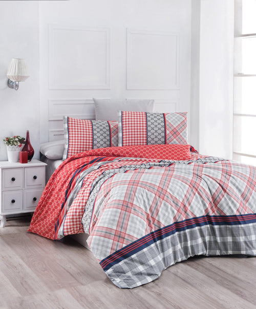 Asir Lenjerie de pat din bumbac, Life Rosu / Multicolor, 200 x 220 cm