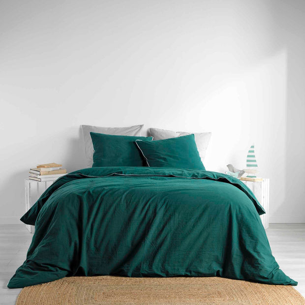 Lenjerie de pat din bumbac, Linette Petrol, 240 x 220 cm (1)