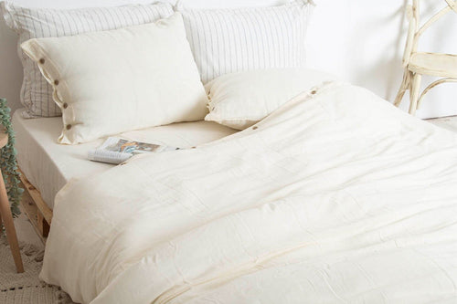 Lenjerie de pat din bumbac, Marla Ecru, 200 x 220 cm