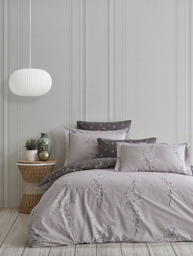 Asir Lenjerie de pat din bumbac, Mayda Gri / Multicolor, 200 x 220 cm