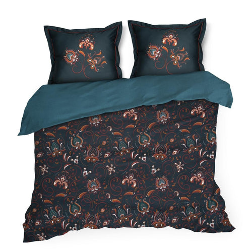 Lenjerie de pat din bumbac, Morocco 1 Negru / Roz & ERFRNY-BEDLINEN-MOROCCO-1-BLACK-PINK