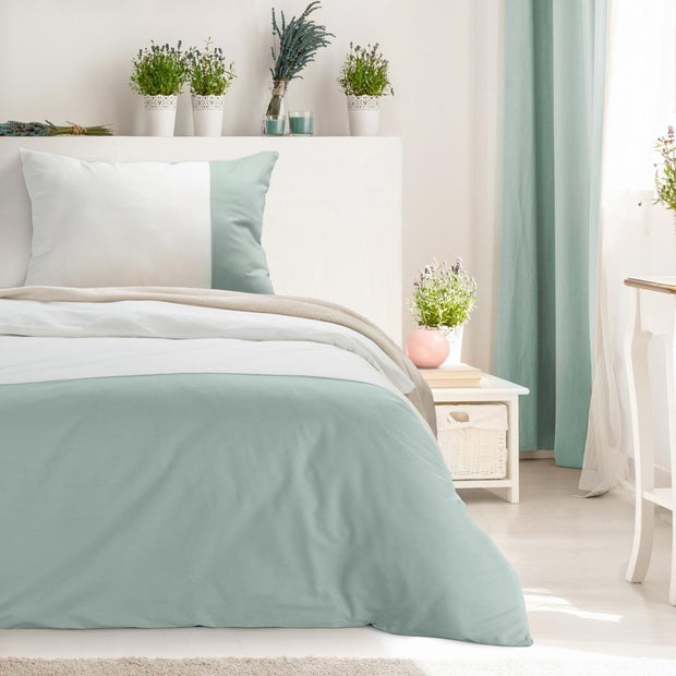 Lenjerie de pat din bumbac, Novad Alb / Verde Mint, 140 x 200 cm