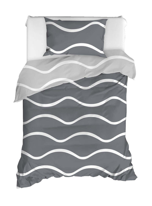 Asir Lenjerie de pat din bumbac, Novia Gri / Alb, 160 x 220 cm