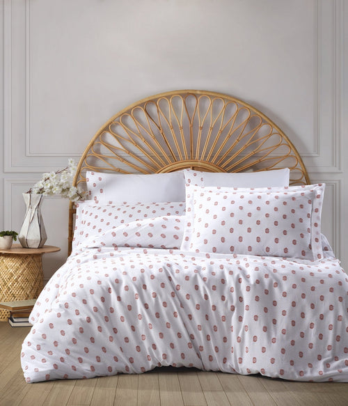 Lenjerie de pat din bumbac, Oslo Rosu / Alb, 200 x 220 cm