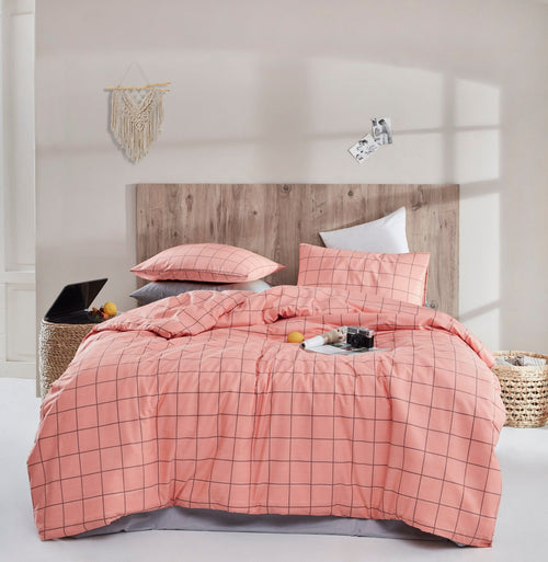 Asir Lenjerie de pat din bumbac, Piga Roz / Gri, 200 x 220 cm