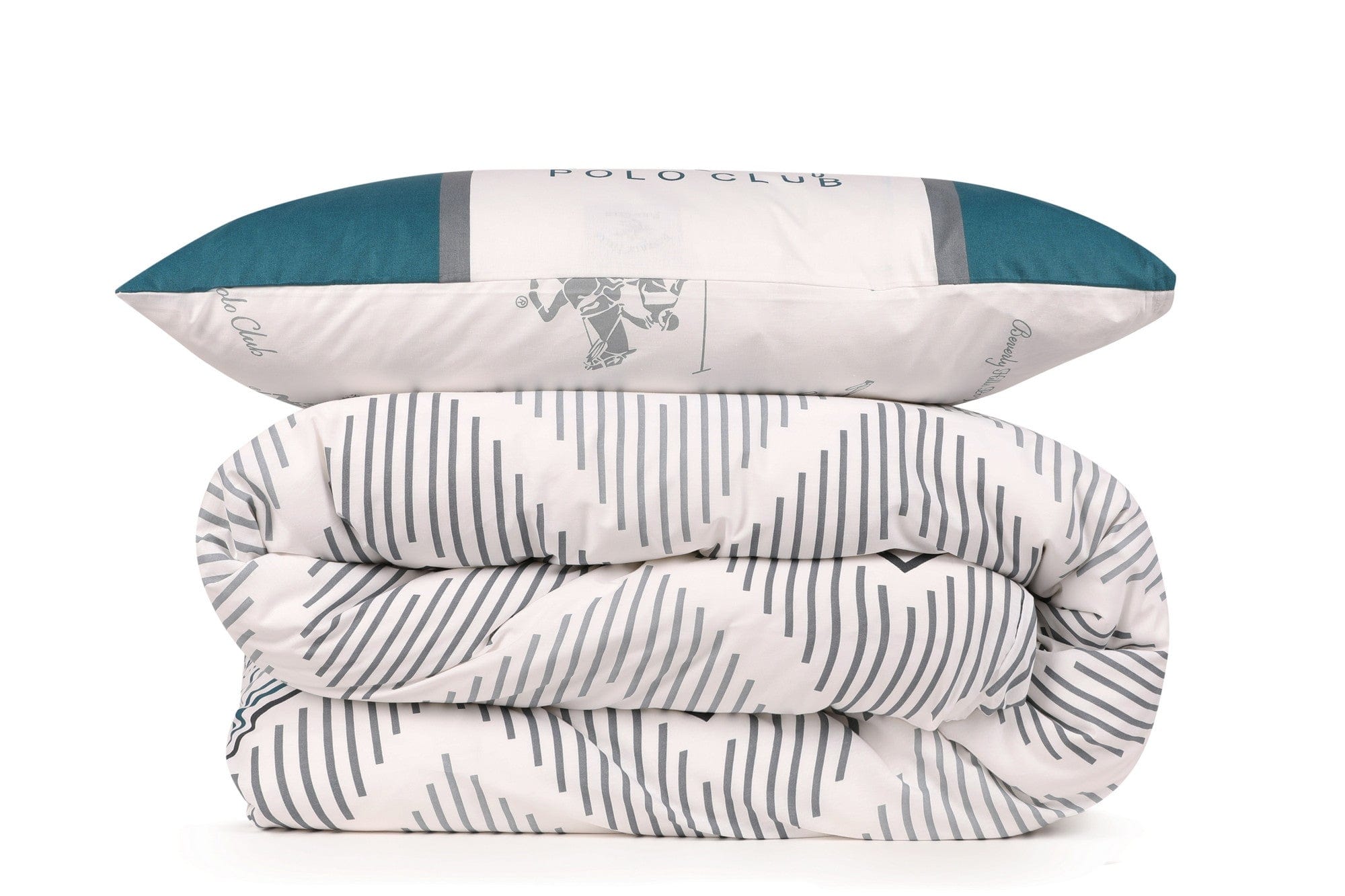 Lenjerie de pat din bumbac Ranforce, Beverly Hills Polo Club BHPC 025 Alb / Verde, 200 x 220 cm (2)