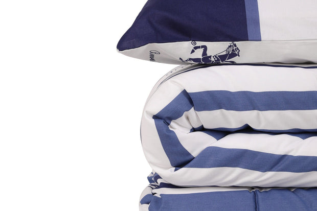 Lenjerie de pat din bumbac Ranforce, Beverly Hills Polo Club BHPC 029 Bleu / Alb, 200 x 220 cm (3)
