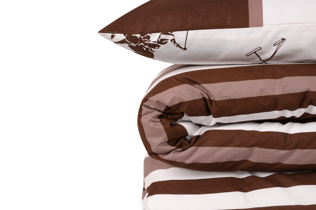 Lenjerie de pat din bumbac Ranforce, Beverly Hills Polo Club BHPC 029 Maro / Alb, 200 x 220 cm (2)
