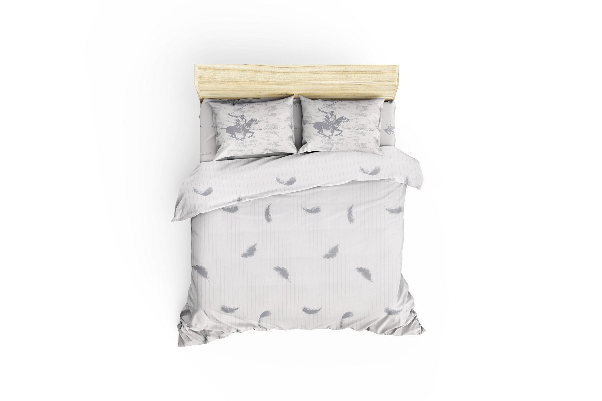Lenjerie de pat din bumbac Ranforce, Beverly Hills Polo Club BHPC 034 Alb / Gri, 200 x 220 cm (1)