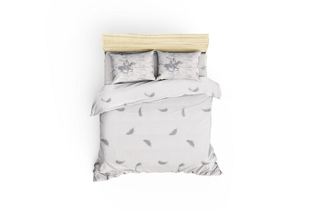 Lenjerie de pat din bumbac Ranforce, Beverly Hills Polo Club BHPC 034 Alb / Gri, 200 x 220 cm (1)