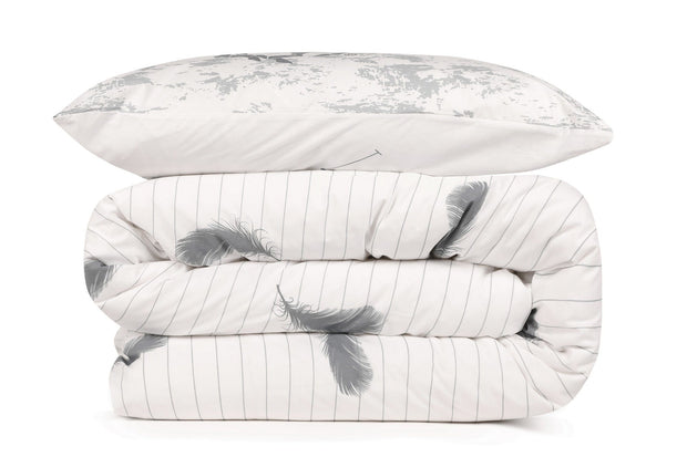 Lenjerie de pat din bumbac Ranforce, Beverly Hills Polo Club BHPC 034 Alb / Gri, 200 x 220 cm (2)