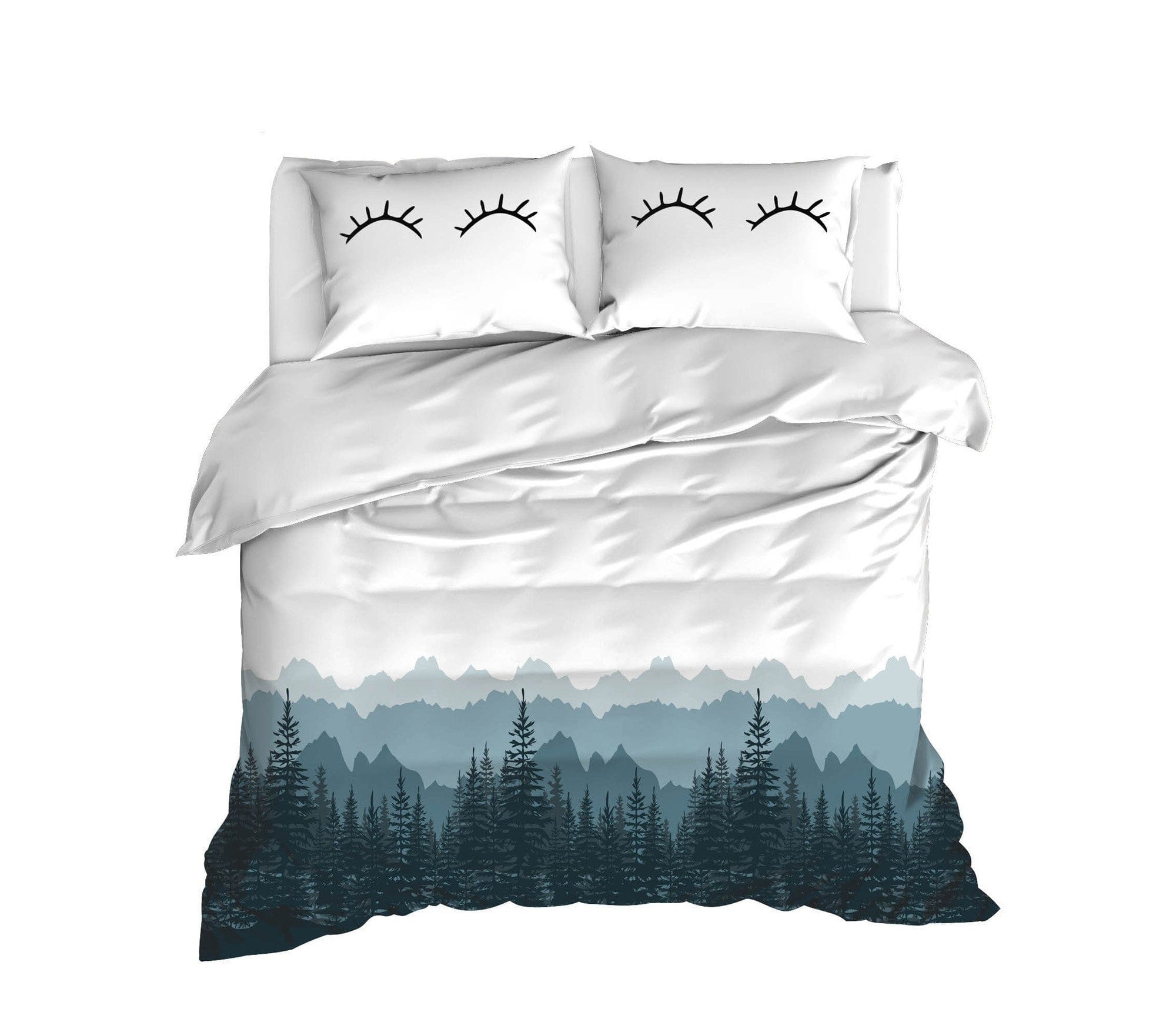 Asir Lenjerie de pat din bumbac Ranforce Eyelash Alb / Bleumarin, 200 x 220 cm