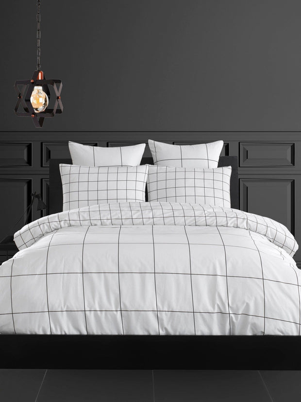 Asir Lenjerie de pat din bumbac Ranforce Grandes Alb / Negru, 200 x 220 cm