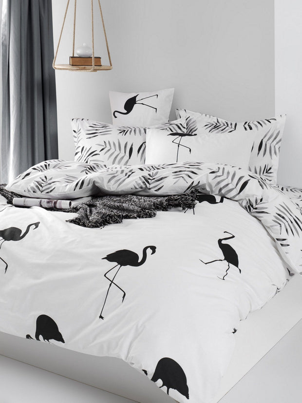 Lenjerie de pat din bumbac Ranforce Hope Alb / Negru, 200 x 220 cm