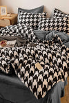 Hillkar Global Lenjerie de pat din bumbac Ranforce, Houndstooth Gri / Negru / Alb, 200 x 220 cm