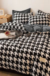 Hillkar Global Lenjerie de pat din bumbac Ranforce, Houndstooth Gri / Negru / Alb, 200 x 220 cm